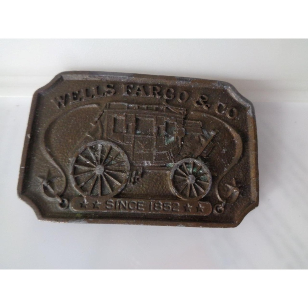 Vtg Wells Fargo Stagecoach Men's Belt Buckle Brass